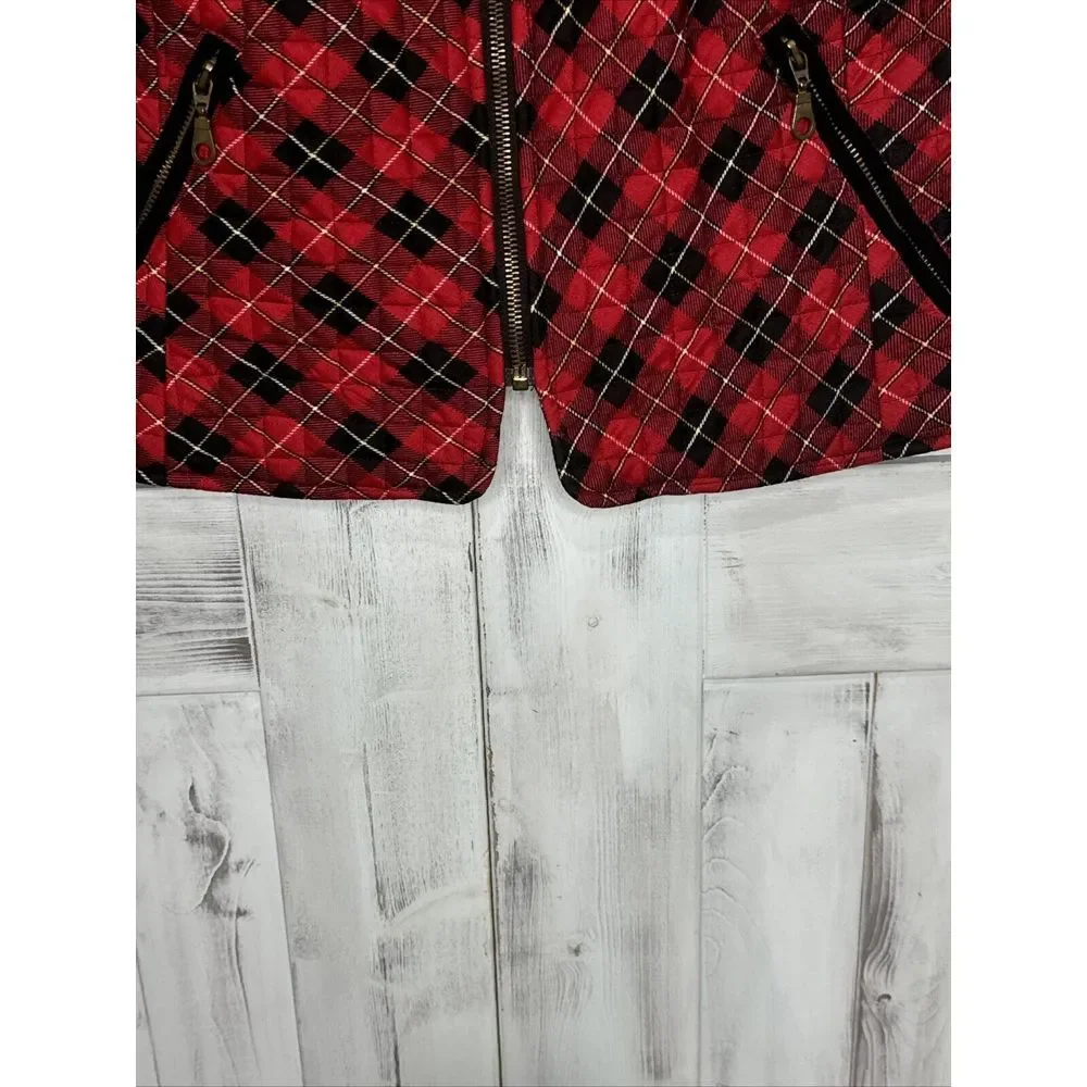 Vintage HOWARD WOLF DALLAS Red‎ Black Plaid Quilted Vest & Midi Skirt Set 12